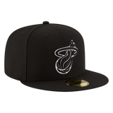 Miami Heat Black & White Logo New Era 59FIFTY Fitted Hat