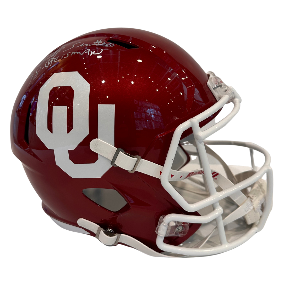 Billy Sims Oklahoma Sooners Autographed Full Size Speed Replica Helmet w/ Inscription - JSA COA
