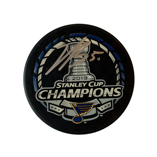 Jordan Binnington St Louis Blues Autographed 2019 Stanley Cup Champions Logo Puck -  JSA COA