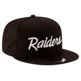Las Vegas Raiders Throwback Script Logo New Era Black 9FIFTY Adjustable Snapback Hat