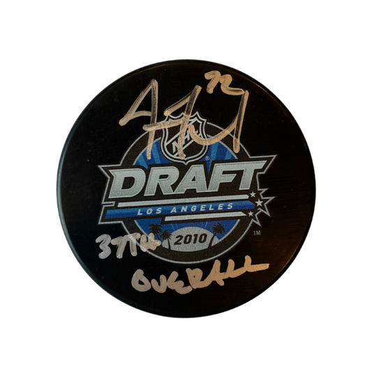 Justin Faulk St Louis Blues Autographed 2010 NHL Draft Puck with Inscription - Fan Cave COA