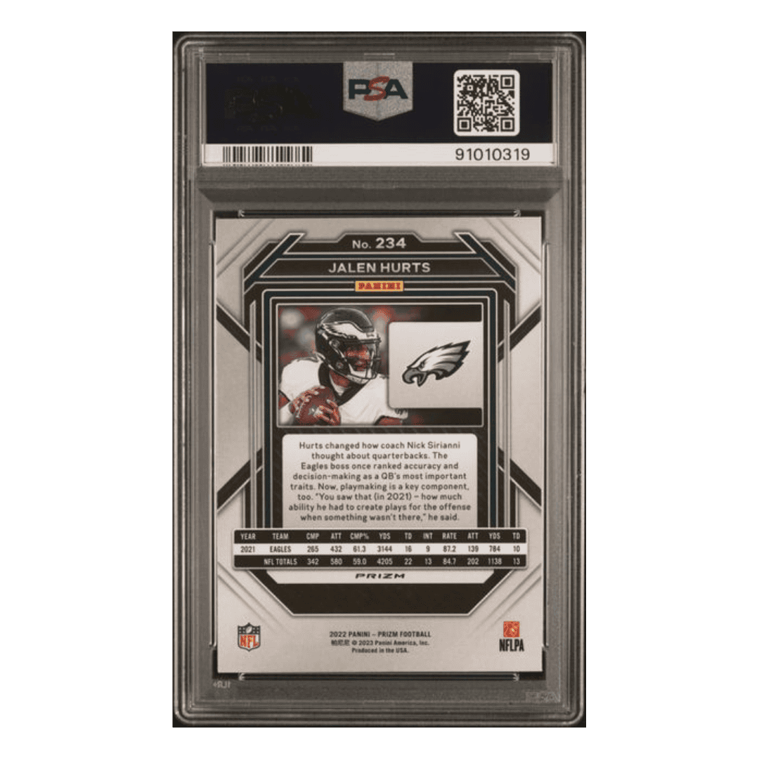 Jalen Hurts PSA 10 2022 Panini Prizm Green Prizm Card #234