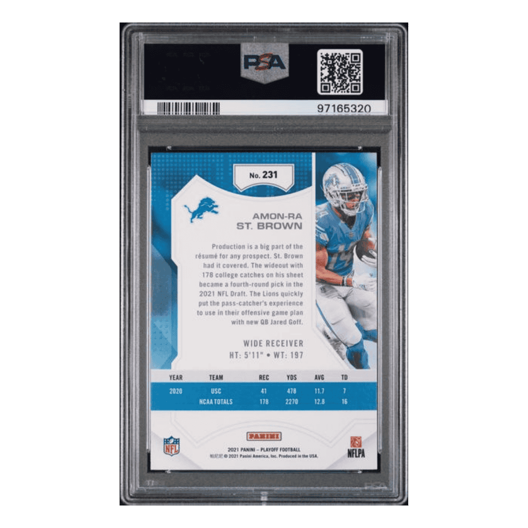 Amon-Ra St Brown PSA 10 2021 Panini Playoff Rookie RC Card #231