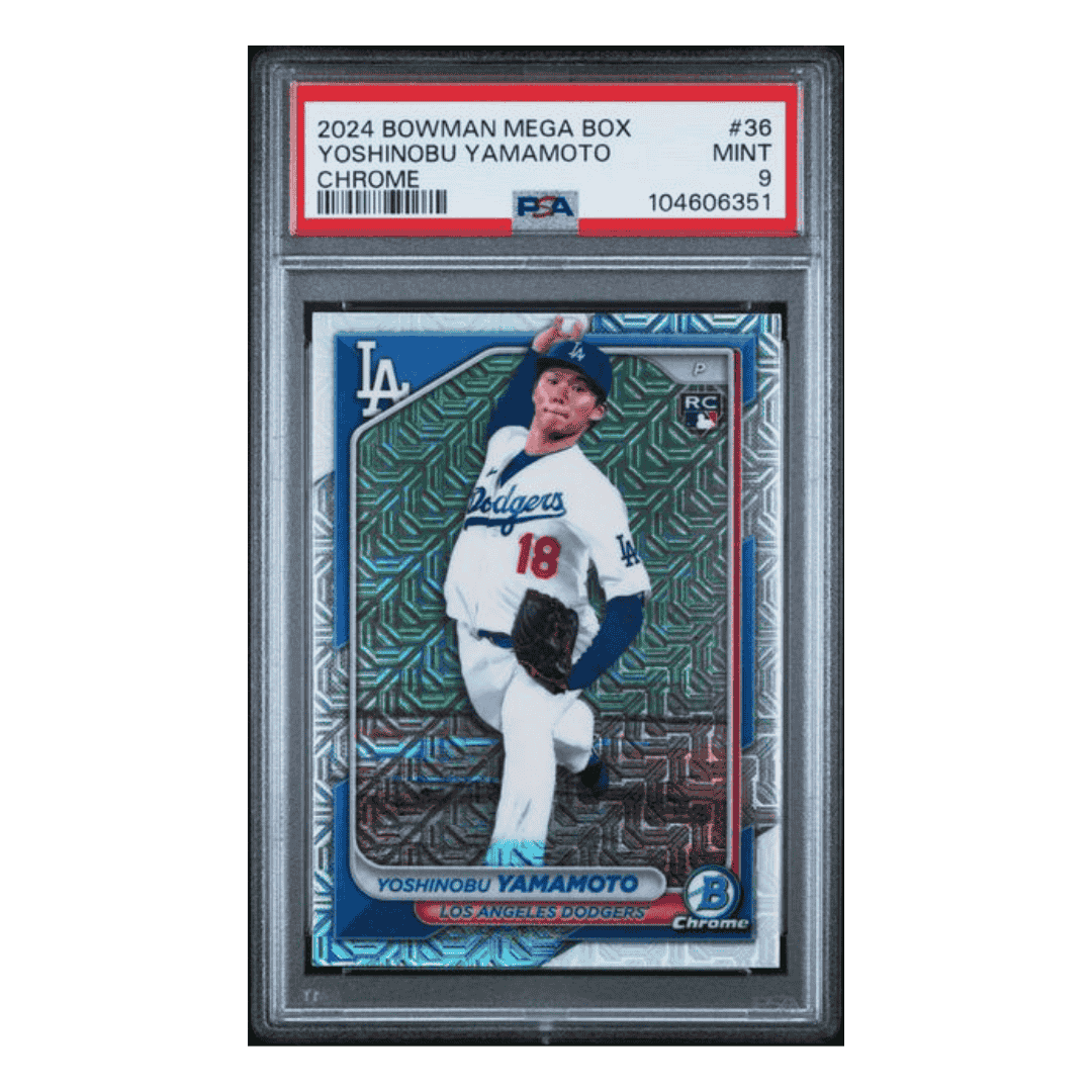 Yoshinobu Yamamoto PSA 9 2024 Bowman Mega Box Chrome Card #36