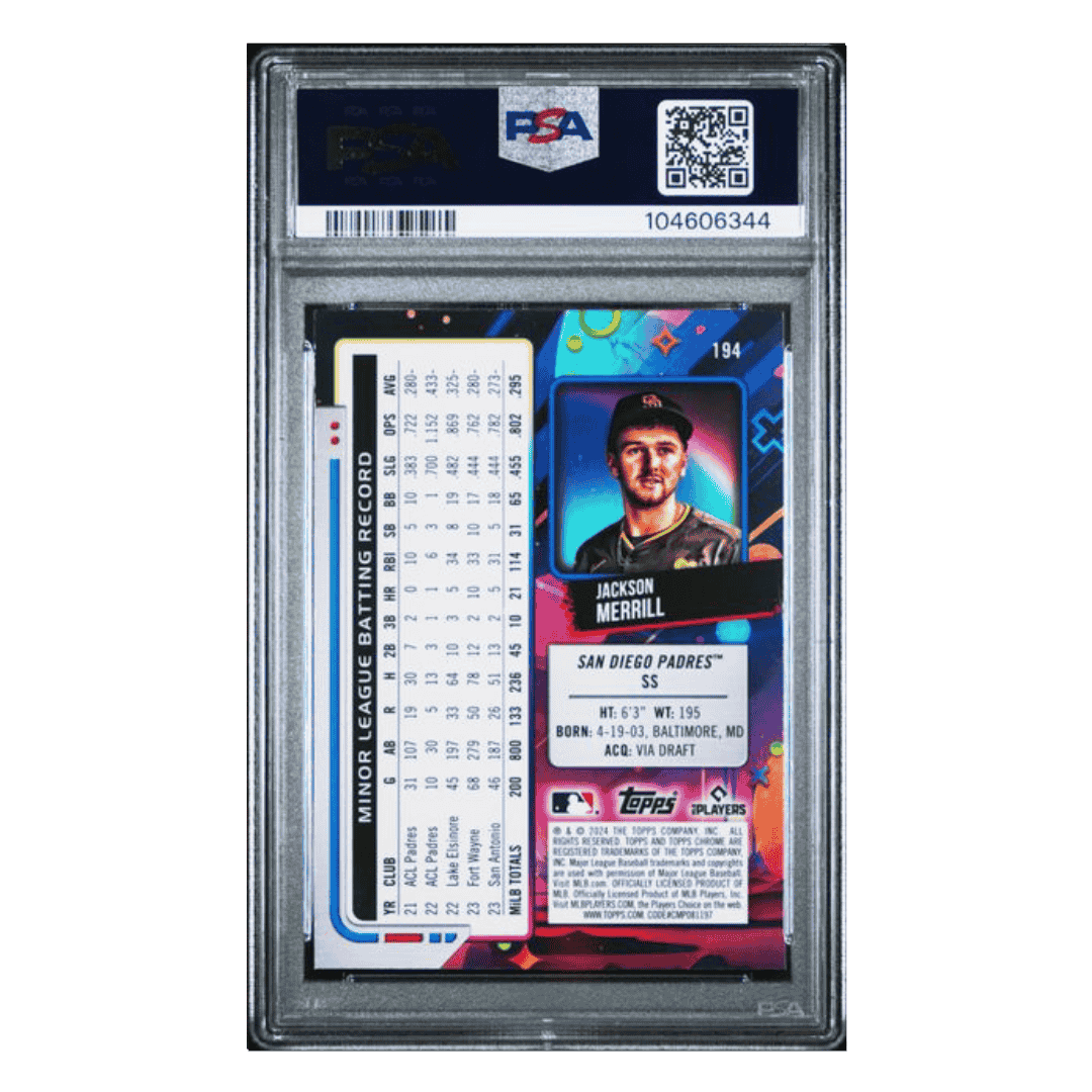 Jackson Merrill PSA 10 2024 Topps Chrome Cosmic Card #194