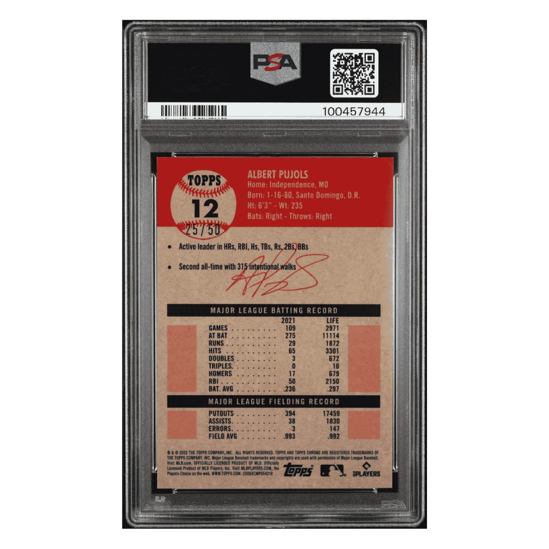 Albert Pujols PSA 9 2022 Topps Chrome Platinum Anniversary Card #12