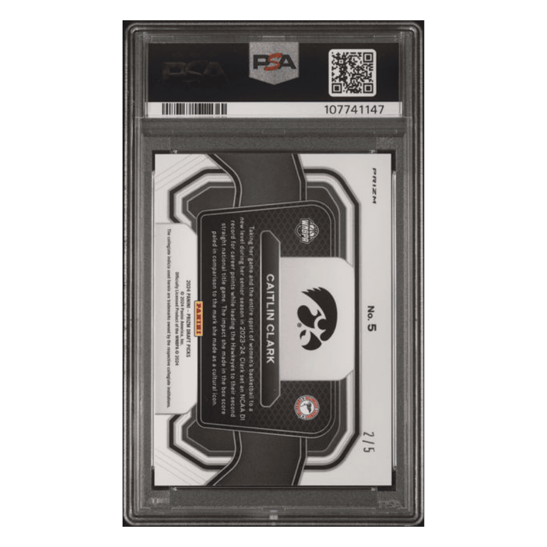 Caitlin Clark PSA 10 2024 Panini Prizm Draft Picks Campus Legend - Black Gold Prizm Card #5