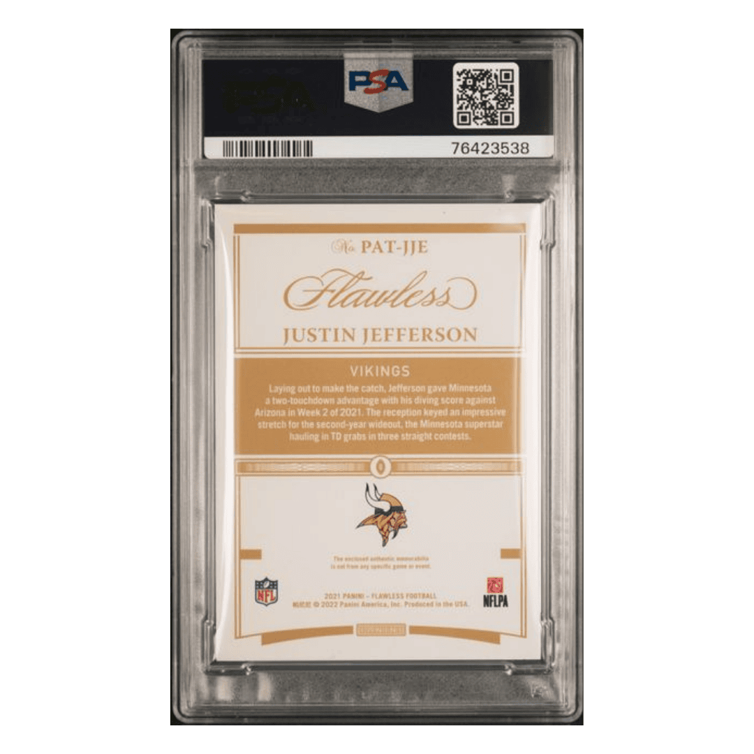 Justin Jefferson PSA 9 2021 Panini Flawless Patches - Ruby #d/15 Card #JJE