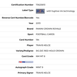 Travis Kelce PSA 8 2013 Panini Crown Royale Signature D/C Red Holo Crown Rookie RC #d/25 Card #194