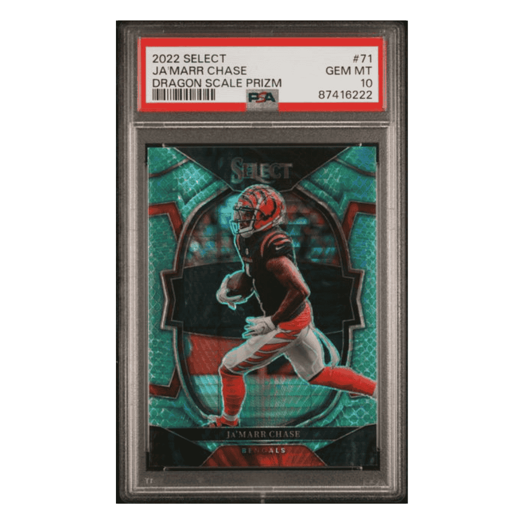 Ja'Marr Chase PSA 10 2022 Panini Select Dragon Scale Prizm #d/89 Card #71