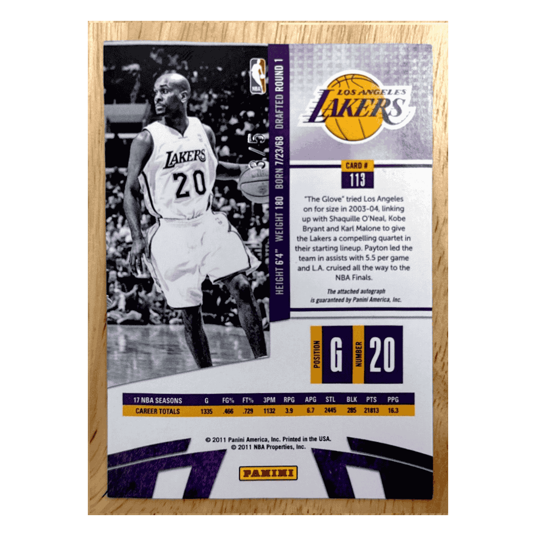 Gary Payton 2010-11 Panini Absolute Memorabilia Spectrum Auto #d/5 Card #113