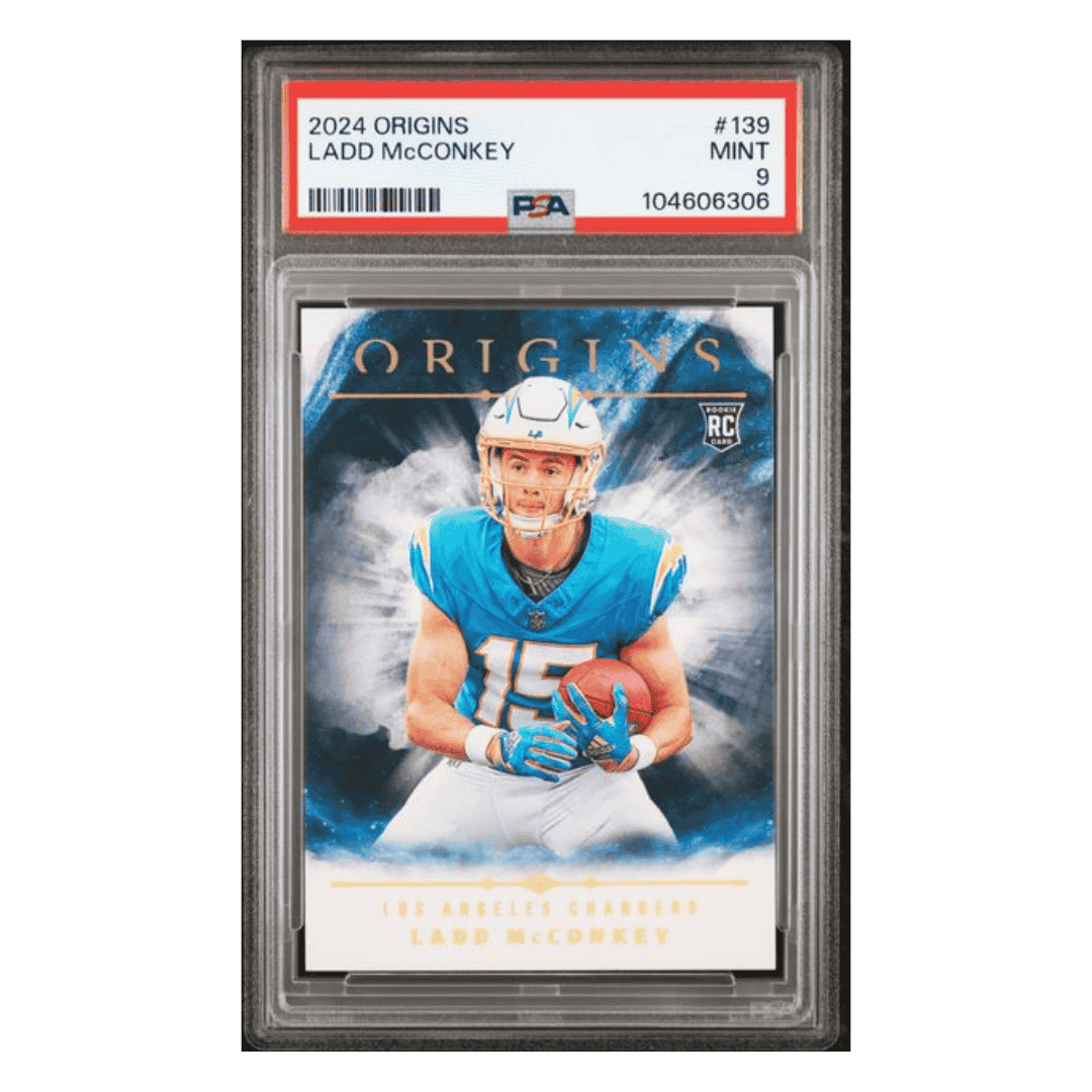 Ladd McConkey PSA 9 2024 Panini Origins Rookie RC Card #139