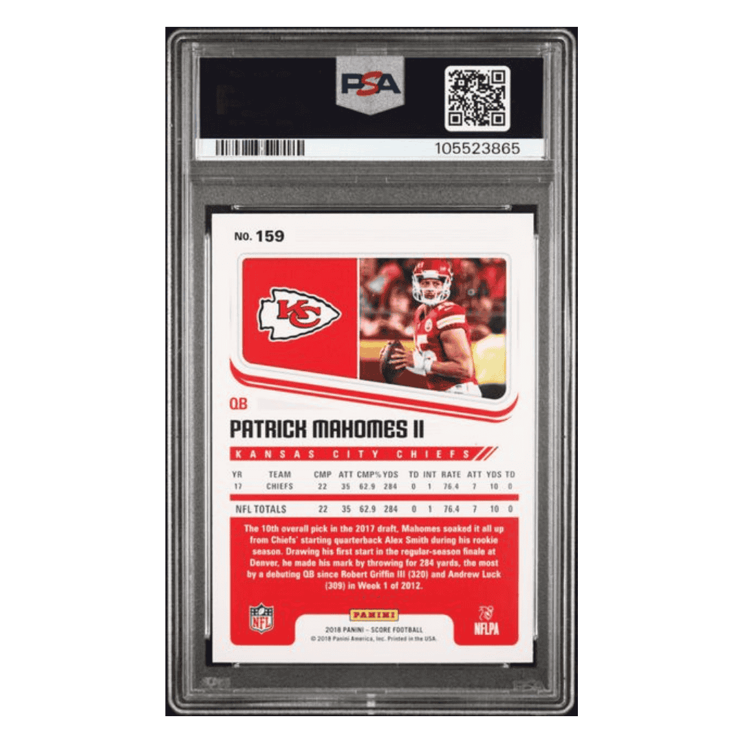 Patrick Mahomes PSA 9 2018 Panini Score Showcase #d/99 Card #159