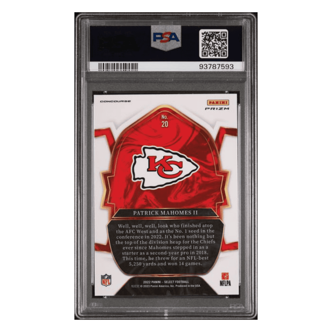Patrick Mahomes PSA 10 2022 Panini Select Silver Prizm Card #20