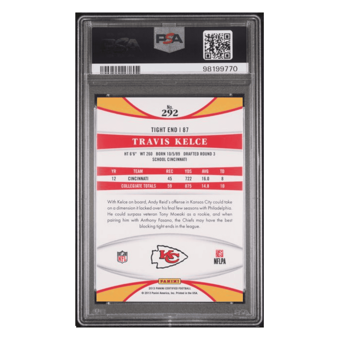 Travis Kelce PSA 9 2013 Panini Certified Rookie RC #d/999 Card #292