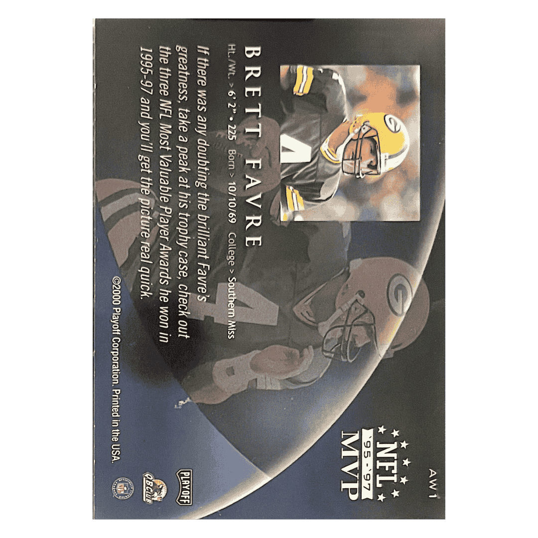 Brett Favre 2000 Playoff Prestige NFL MVP Award Winning Signatures Autograph Card #AW1