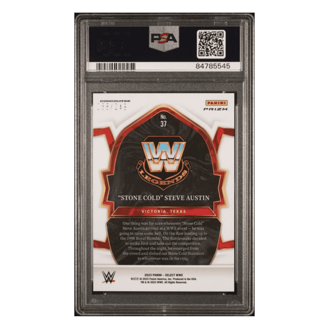 Steve Austin PSA 9 2023 Panini Select WWE Light Blue #d/249 Card #37