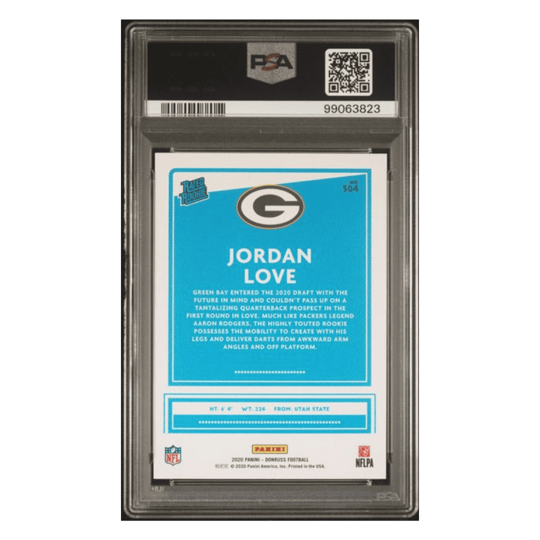 Jordan Love PSA 9 2020 Panini Donruss Canvas Card #304