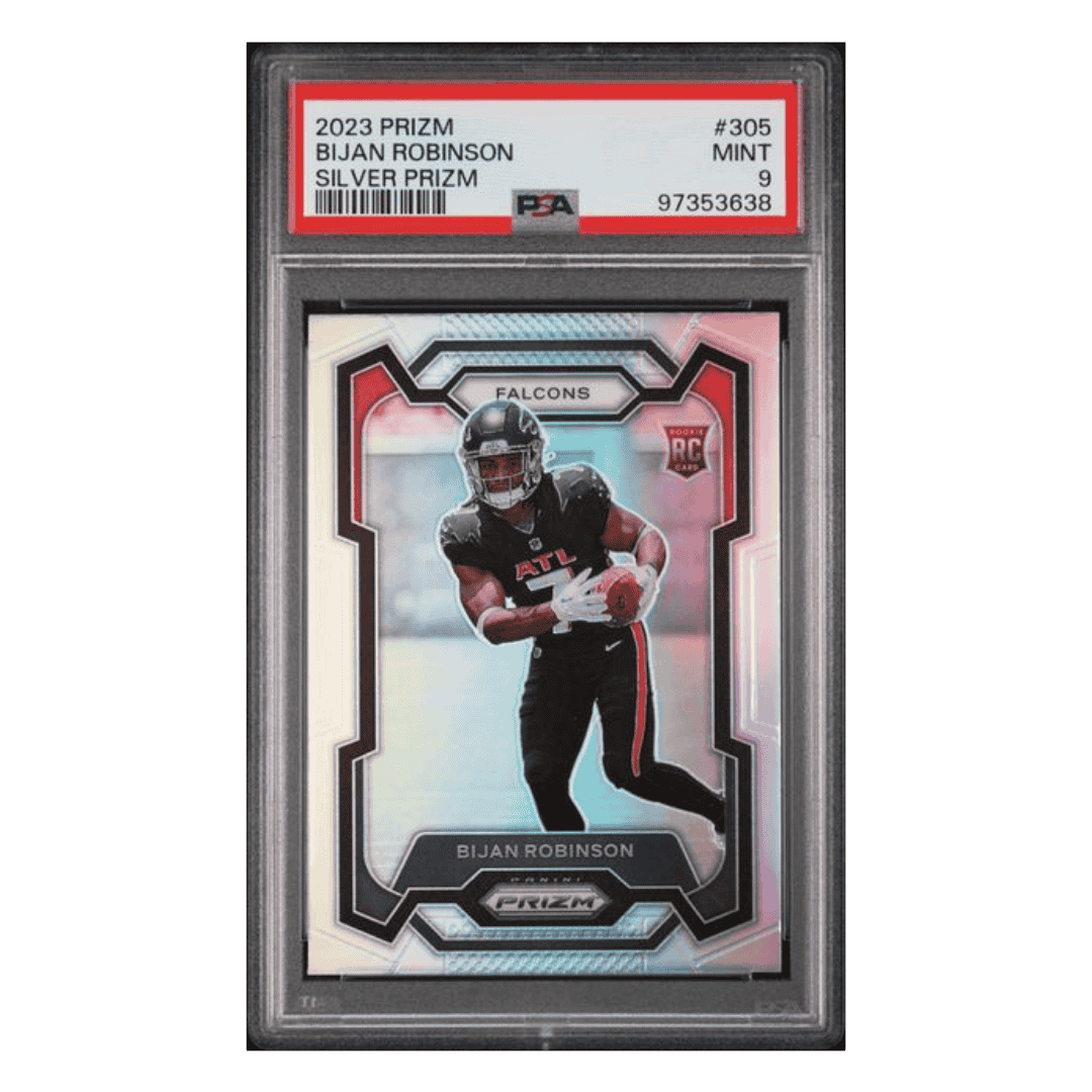 Bijan Robinson PSA 9 2023 Panini Prizm Silver Prizm Rookie RC Card #305