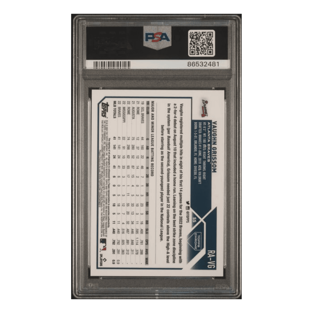 Vaughn Grissom PSA 10 2023 Topps Chrome Rookie Auto Purple Speckle #d/299 Card #RAVG