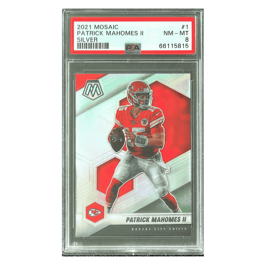 Patrick Mahomes PSA 8 2021 Panini Mosaic Silver Card #1