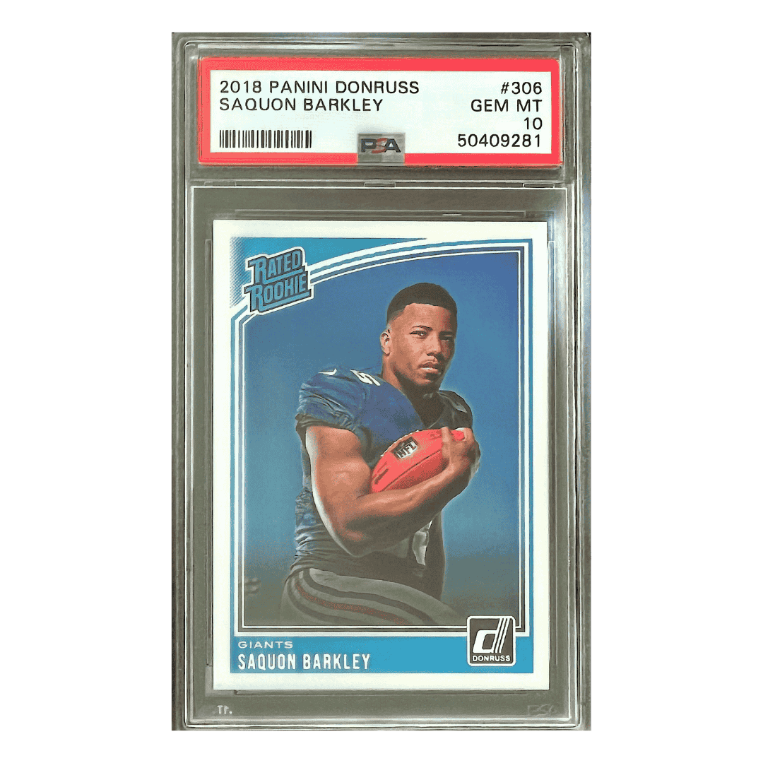 Saquon Barkley PSA 10 2018 Panini Donruss Rated Rookie Card #306