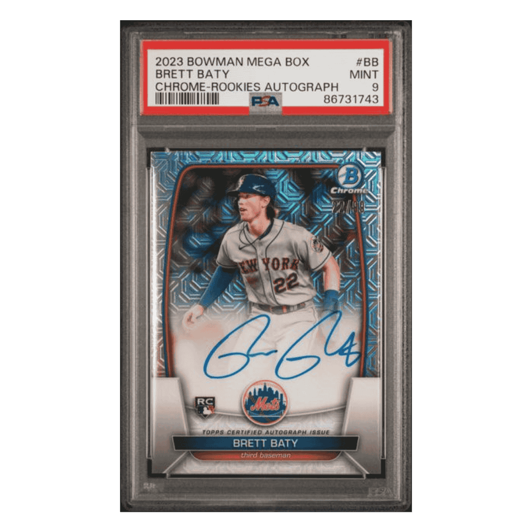 Brett Baty PSA 9 2023 Bowman Mega Box Chrome Rookies Autograph #d/99 Card #BB
