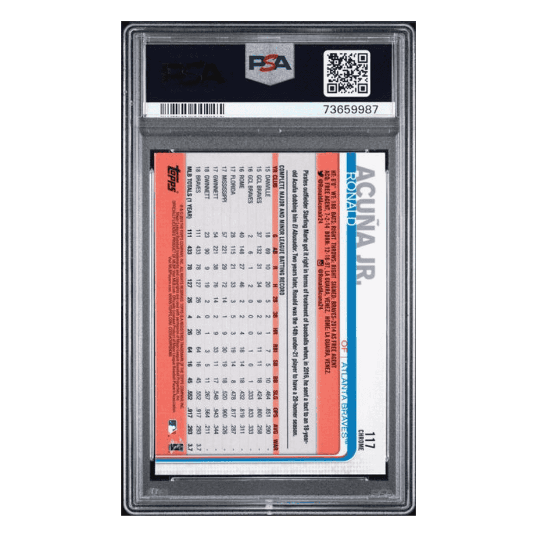 Ronald Acuna Jr PSA 10 2019 Topps Chrome Batting Card #117