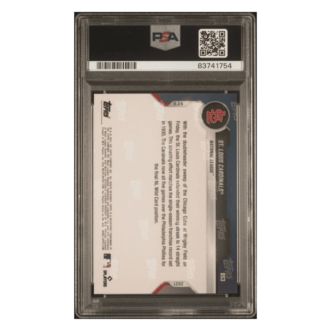 St Louis Cardinals PSA 10 2021 Topps Now 1/1 Card #853