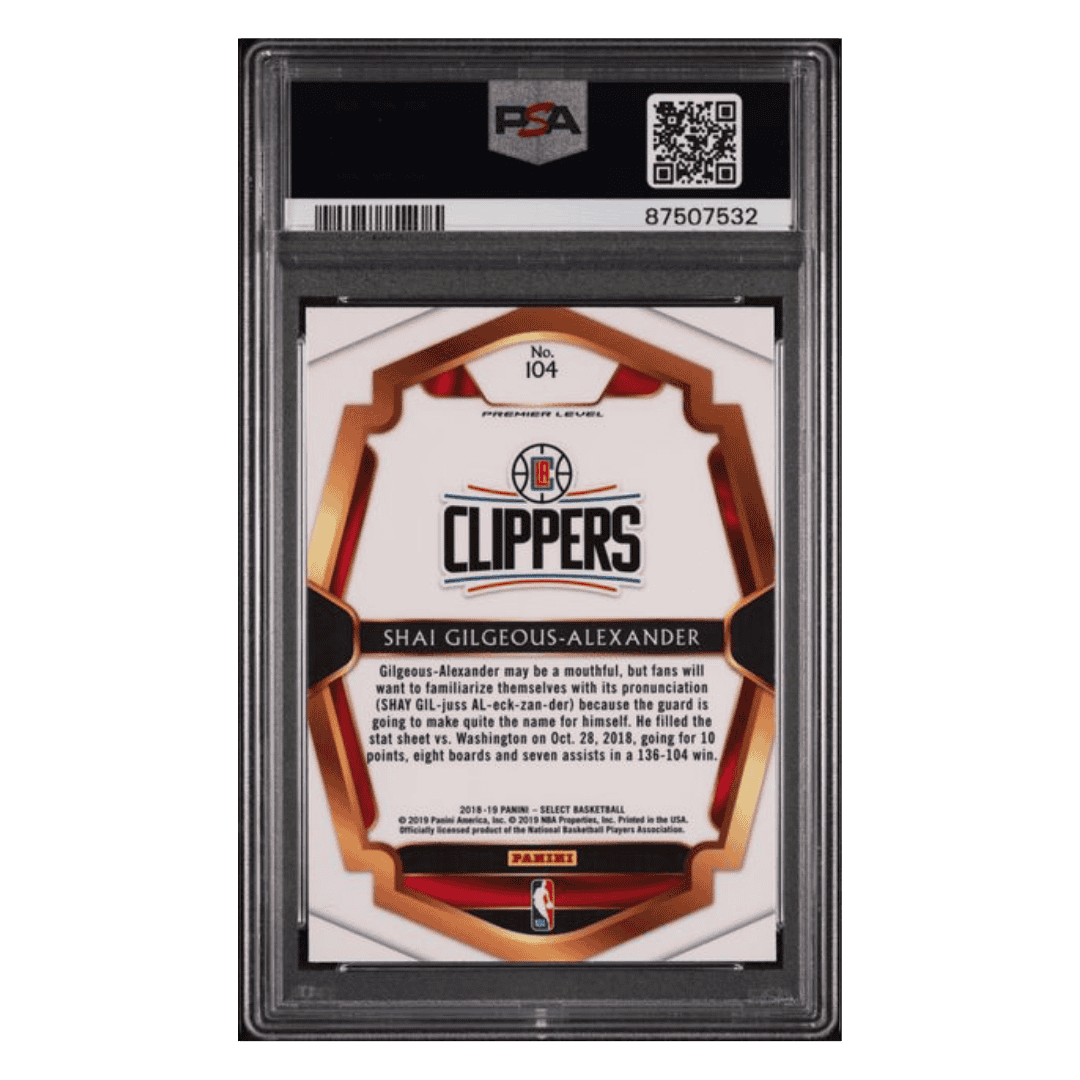 Shai Gilgeous-Alexander PSA 10 2018 Panini Select Rookie RC Card #104