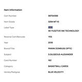 Shai Gilgeous-Alexander PSA 10 2018 Panini Donruss Optic Blue Velocity Rated Rookie Card #162