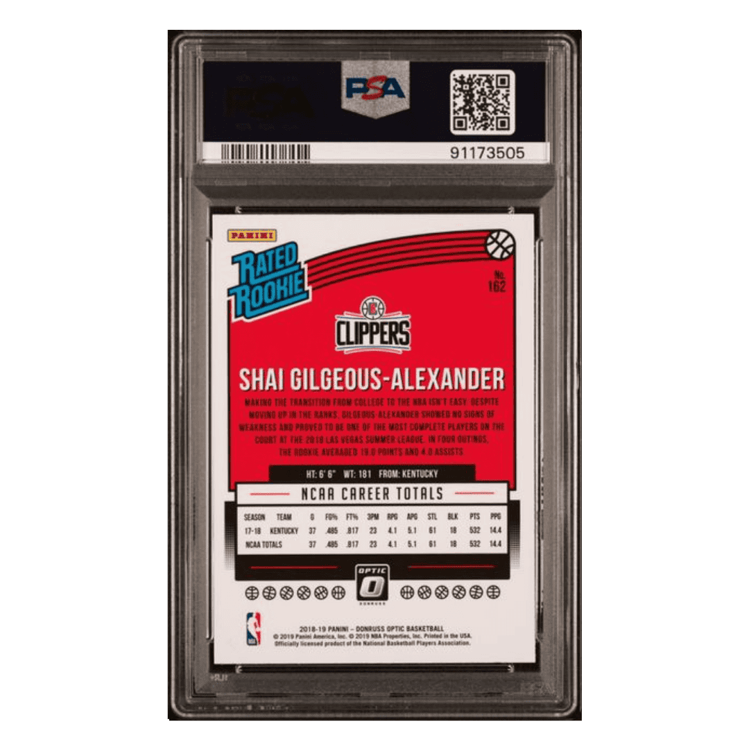 Shai Gilgeous-Alexander PSA 9 2018 Panini Donruss Optic Rated Rookie Card #162