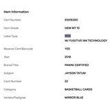 Jayson Tatum PSA 10 2018 Panini Certified Mirror Blue #d/199 Card #22