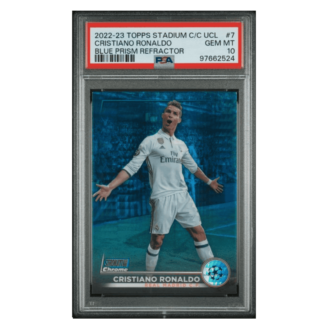 Christiano Ronaldo PSA 10 2022-23 Topps Stadium Club Chrome Blue Prism Refractor Card #7
