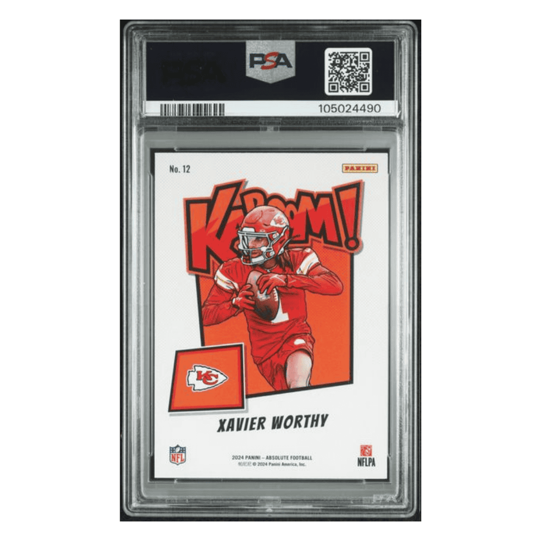 Xavier Worthy PSA 9 2024 Panini Absolute Kaboom! Horizontal Rookie RC Card #12