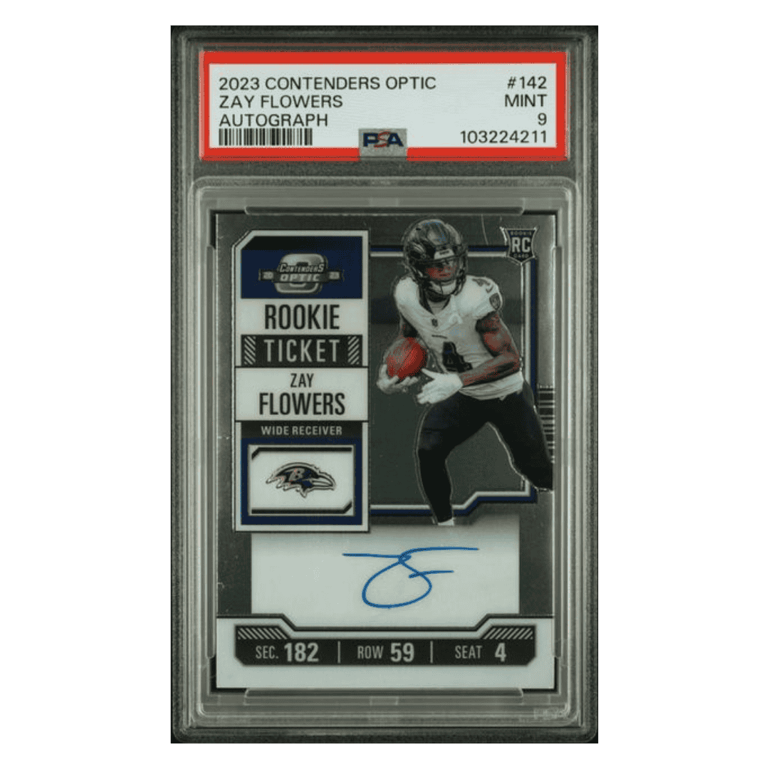 Zay Flowers PSA 9 2023 Panini Contenders Optic Autograph Card #142