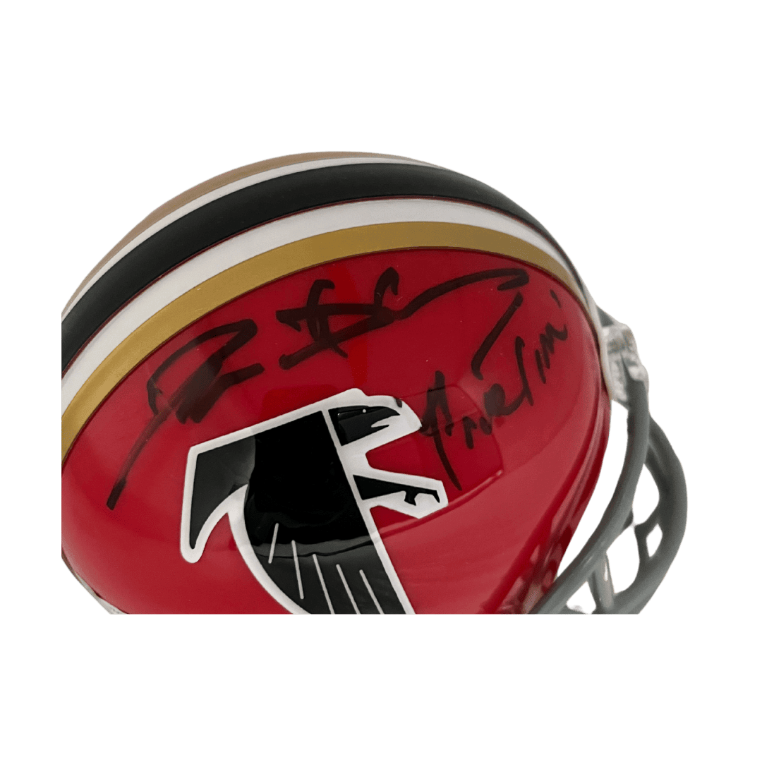 Deion Sanders Atlanta Falcons Autographed Mini 66-69 Speed Helmet with Inscription - Beckett COA