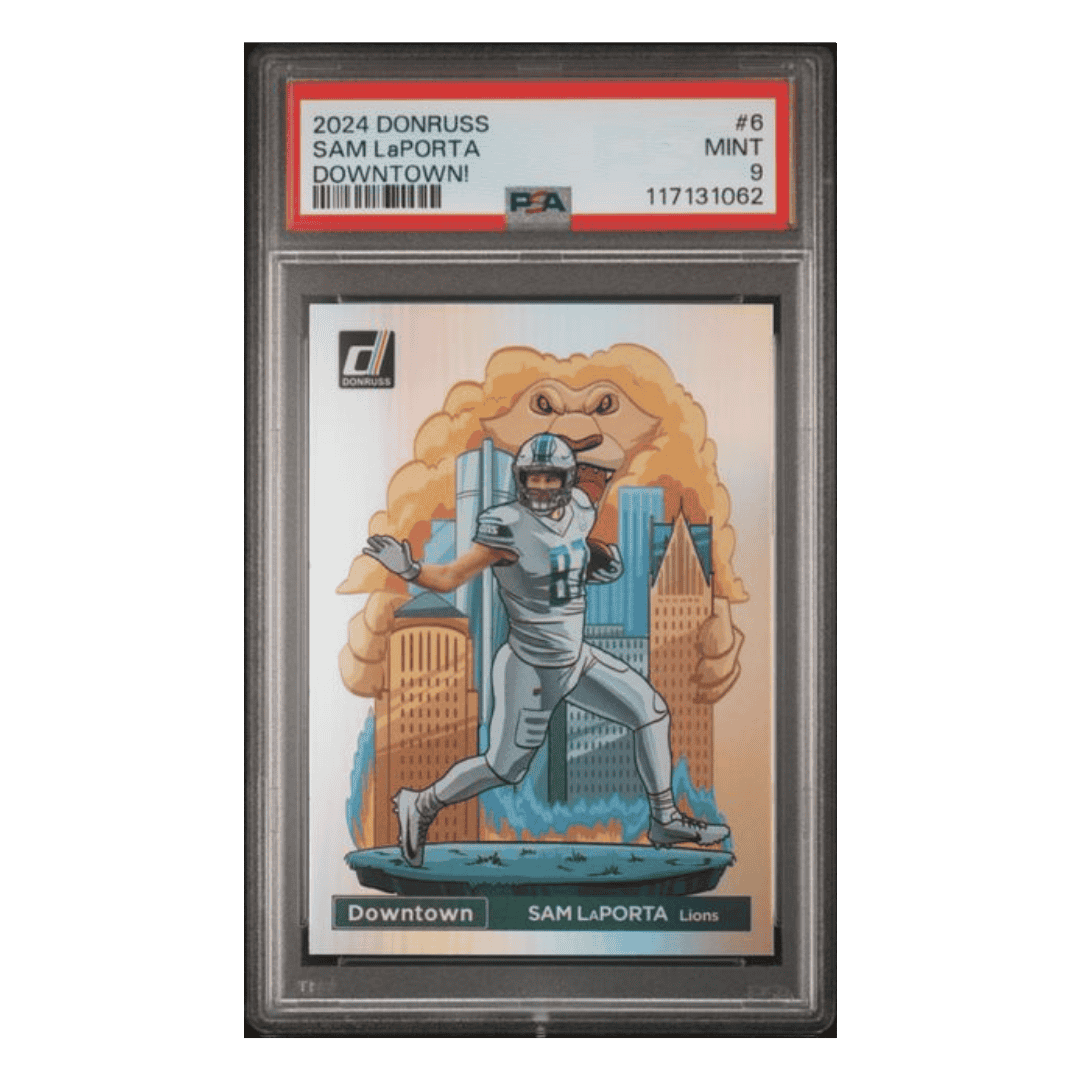 Sam LaPorta PSA 9 2024 Panini Donruss Downtown! Card #6