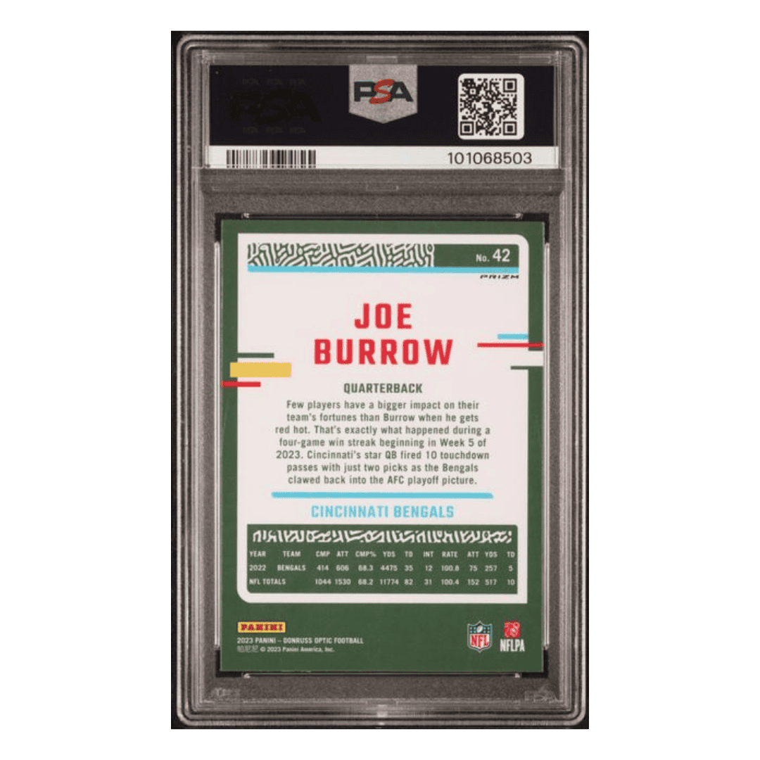 Joe Burrow PSA 9 2023 Panini Donruss Optic One Hundred Card #42