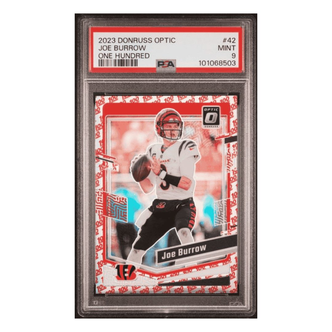 Joe Burrow PSA 9 2023 Panini Donruss Optic One Hundred Card #42