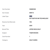 Tiger Woods PSA 9 2001 Upper Deck Golf Card #1