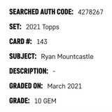 Ryan Mountcastle SGC 10 2021 Topps Rookie RC Card #143