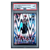 Luka Doncic PSA 9 2023 Panini Hoops Premium Stock Hoopla Blue Seismic Prizm Card #7