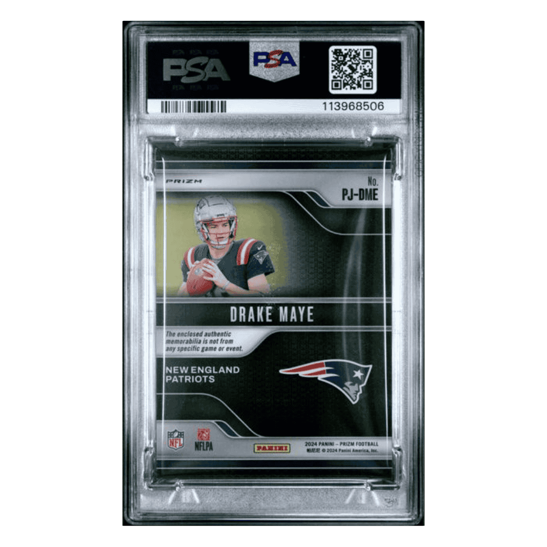 Drake Maye PSA 9 2024 Panini Prizm Premier Jersey Neon Green Pulsar Rookie RC Card #PJDME