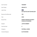 Justin Herbert PSA 10 2020 Panini Chronicles Draft Picks Elite Rookies Rookie RC Card #5