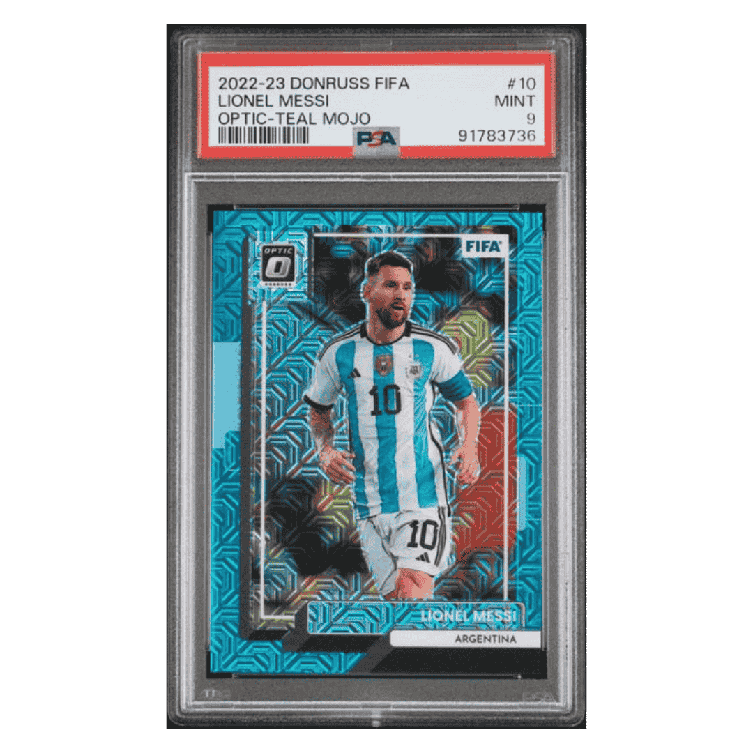 Lionel Messi PSA 9 2022-23 Panini Donruss FIFA Optic Teal Mojo Card #10