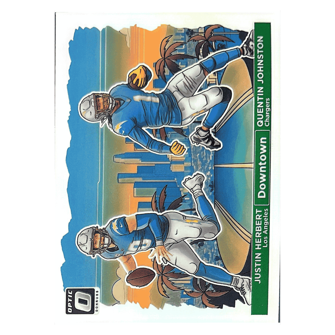 Justin Herbert Quentin Johnston 2024 Panini Donruss Optic Dual Downtown! Card #6