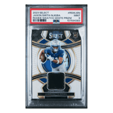 Jaxon Smith-Njigba PSA 9 2023 Panini Select Rookie Swatch White Prizm Rookie RC #d/ 75 Card #RSWJSN