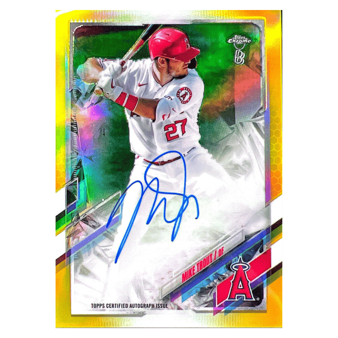 Mike Trout 2021 Topps Chrome Ben Baller Edition Gold Refractor Auto #d/50 Card #BBA-MT