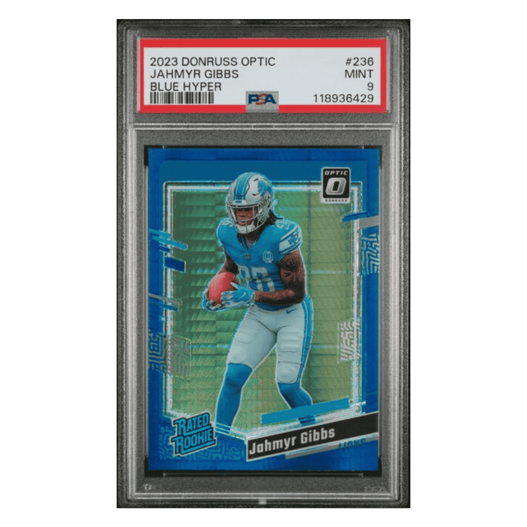 Jahmyr Gibbs PSA 9 2023 Panini Donruss Optic Rated Rookie Card #236